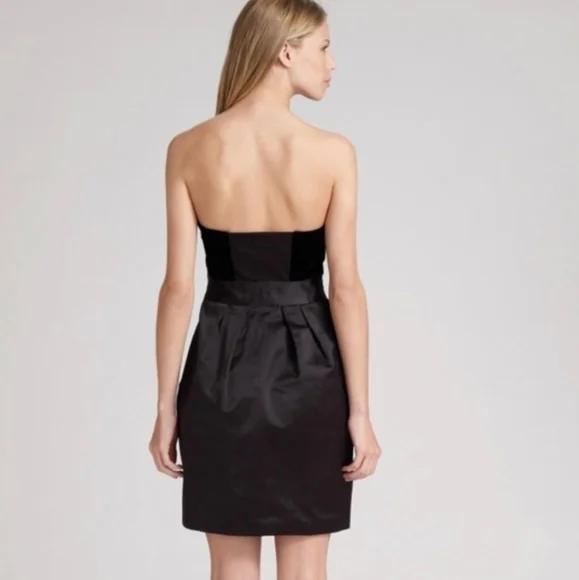 NWT Theory Chanesa Velvet & Silk Dark Brown Strapless Dress, Size 12 - Picture 3 of 17